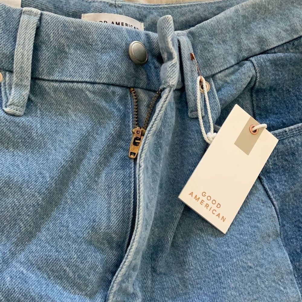 Good American Good Icon Patchwork Ankle Jeans Size 8/29 - Picture 5 of 9